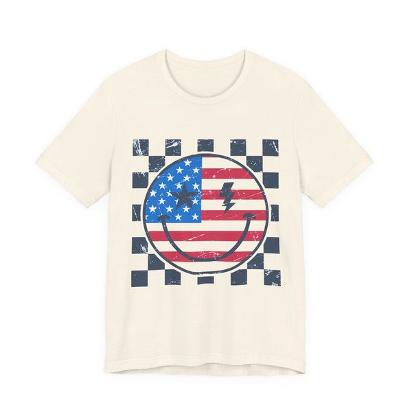 American Flag Smiley 4th of July T‑Shirt