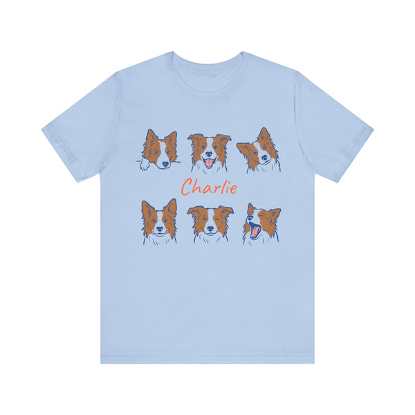 Personalized Dog Face Expression With Name T-Shirt