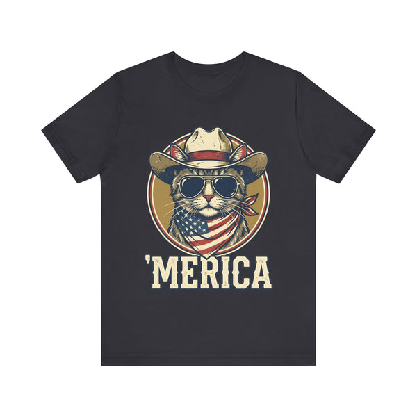 'Merica Cat Cowboy 4th of July T‑Shirt