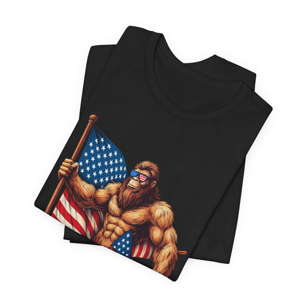 Patriotic Sasquatch Flag 4th of July T‑Shirt