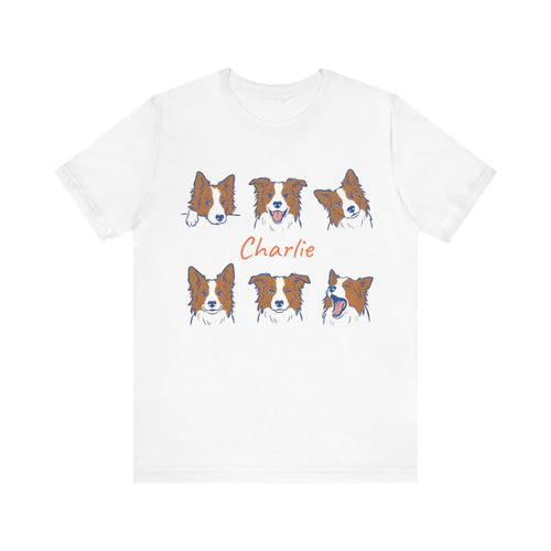 Personalized Dog Face Expression With Name T-Shirt