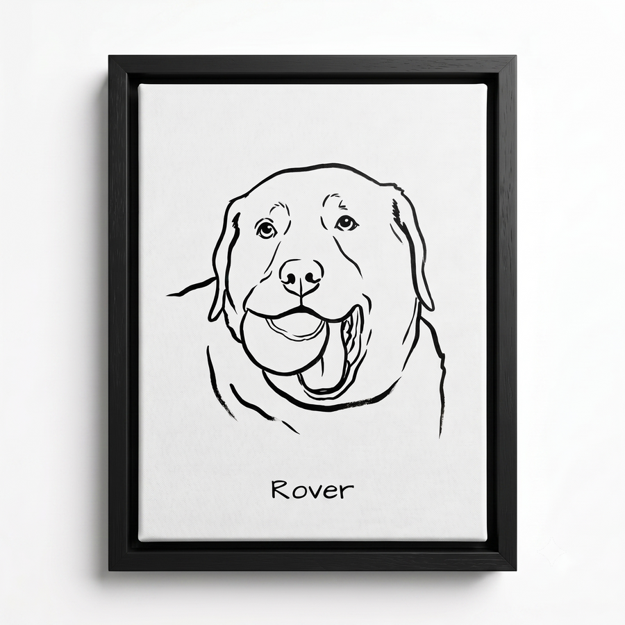 Custom One Pet Line Drawing Portrait Framed