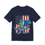 Liberty T-Rex American Flag 4th of July T‑Shirt