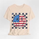 American Flag Smiley 4th of July T‑Shirt