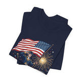 Patriotic George Washington Riding Shark 4th of July T‑Shirt