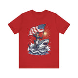Patriotic George Washington Riding Shark 4th of July T‑Shirt