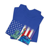 Liberty T-Rex American Flag 4th of July T‑Shirt