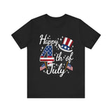 4th of July T-Shirt - "Happy 4th of July" Patriotic USA Independence Day Tee