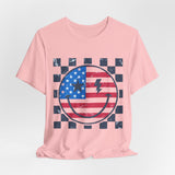 American Flag Smiley 4th of July T‑Shirt