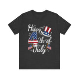 4th of July T-Shirt - "Happy 4th of July" Patriotic USA Independence Day Tee