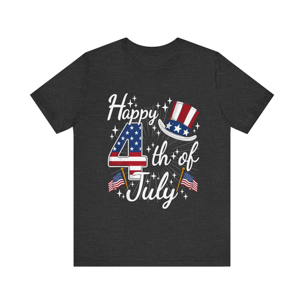 4th of July T-Shirt - "Happy 4th of July" Patriotic USA Independence Day Tee