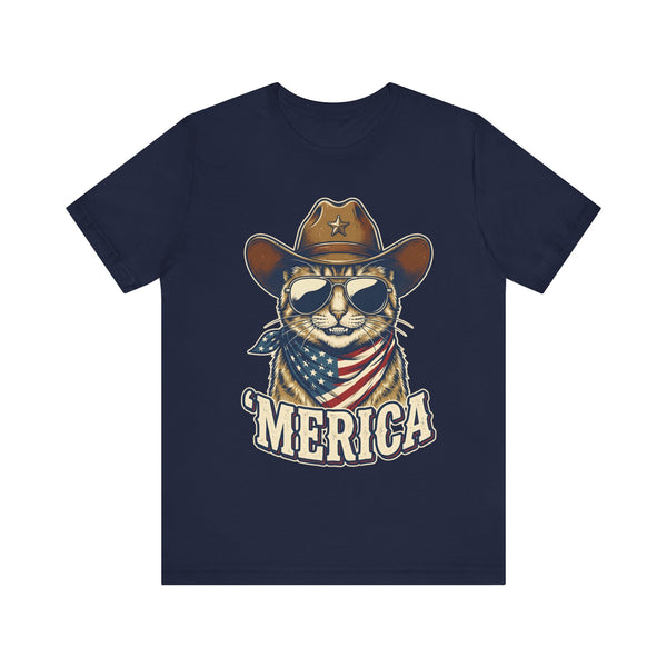 'Merica Cowboy Cat 4th of July T‑Shirt