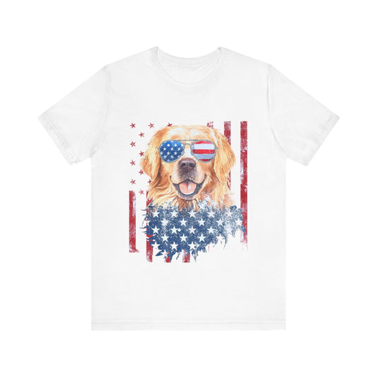 Patriotic Golden Retriever 4th of July T‑Shirt