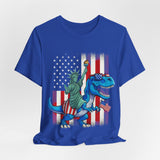Liberty T-Rex American Flag 4th of July T‑Shirt