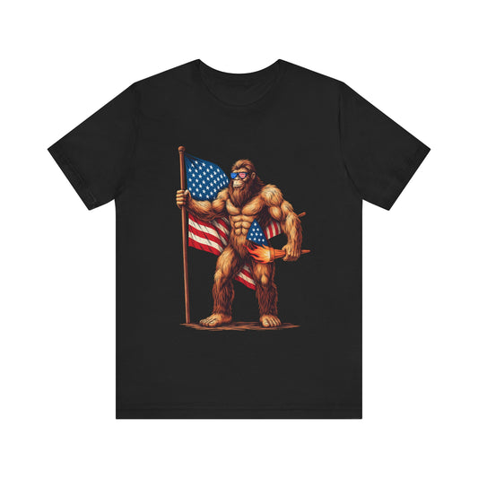 Patriotic Sasquatch Flag 4th of July T‑Shirt