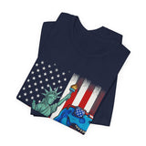 Liberty T-Rex American Flag 4th of July T‑Shirt