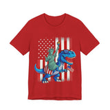 Liberty T-Rex American Flag 4th of July T‑Shirt