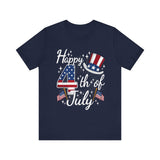 4th of July T-Shirt - "Happy 4th of July" Patriotic USA Independence Day Tee