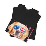 Patriotic Golden Retriever 4th of July T‑Shirt