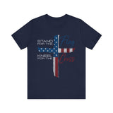 Stand for the Flag, Kneel for the Cross 4th of July T‑Shirt