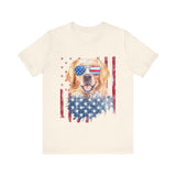 Patriotic Golden Retriever 4th of July T‑Shirt
