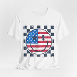 American Flag Smiley 4th of July T‑Shirt