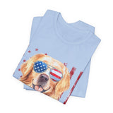 Patriotic Golden Retriever 4th of July T‑Shirt