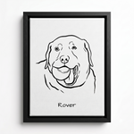 Custom One Pet Line Drawing Portrait Framed
