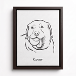 Custom One Pet Line Drawing Portrait Framed