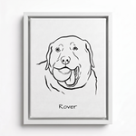 Custom One Pet Line Drawing Portrait Framed