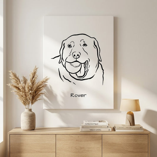 Custom One Pet Line Drawing Portrait