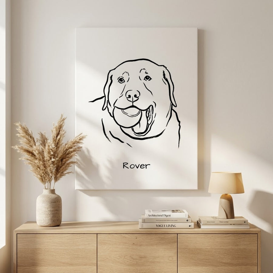 Custom One Pet Line Drawing Portrait