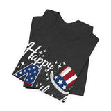 4th of July T-Shirt - "Happy 4th of July" Patriotic USA Independence Day Tee