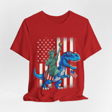 Liberty T-Rex American Flag 4th of July T‑Shirt