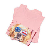 Patriotic Golden Retriever 4th of July T‑Shirt