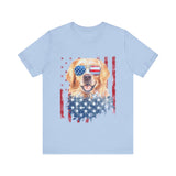 Patriotic Golden Retriever 4th of July T‑Shirt
