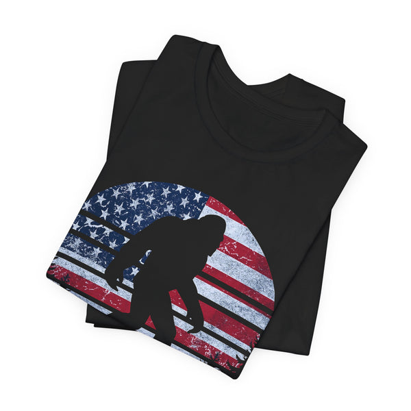 American Flag Bigfoot 4th of July T‑Shirt