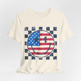 American Flag Smiley 4th of July T‑Shirt