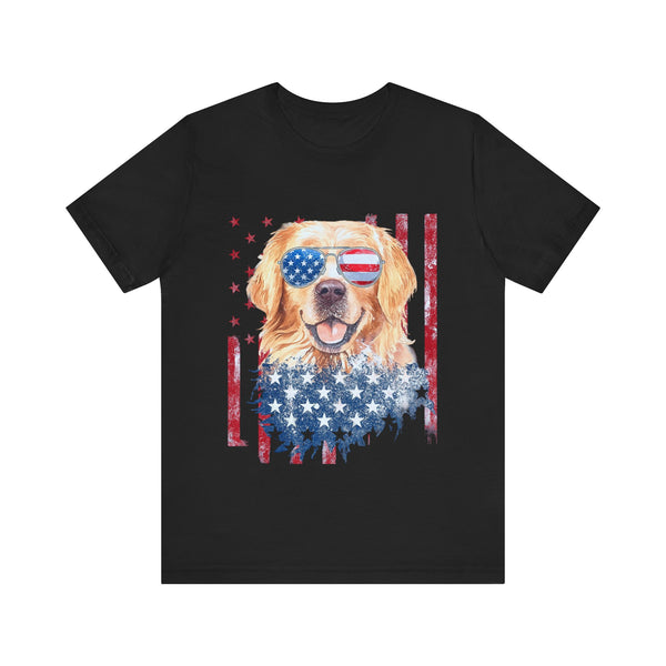 Patriotic Golden Retriever 4th of July T‑Shirt