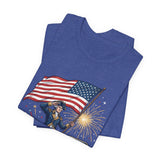 Patriotic George Washington Riding Shark 4th of July T‑Shirt