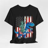 Liberty T-Rex American Flag 4th of July T‑Shirt