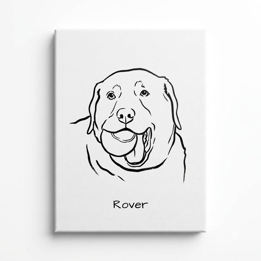 Custom One Pet Line Drawing Portrait